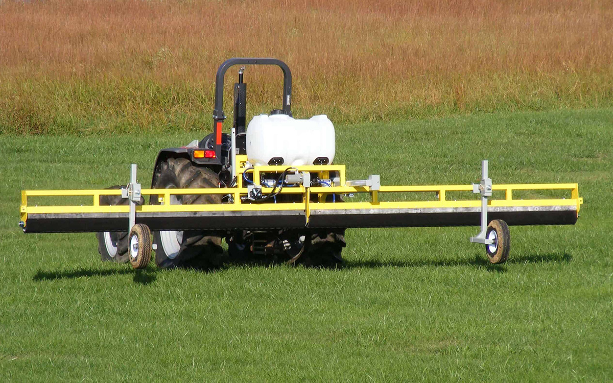Rear view of a 3-Point Tractor Mount Weed Wiper showing the tank and wicking system.